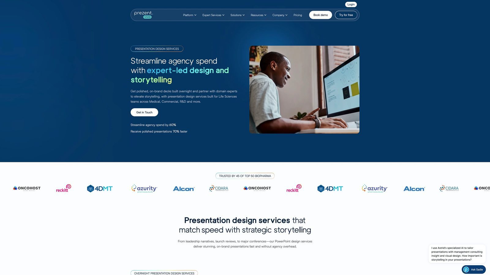 Prezent website section