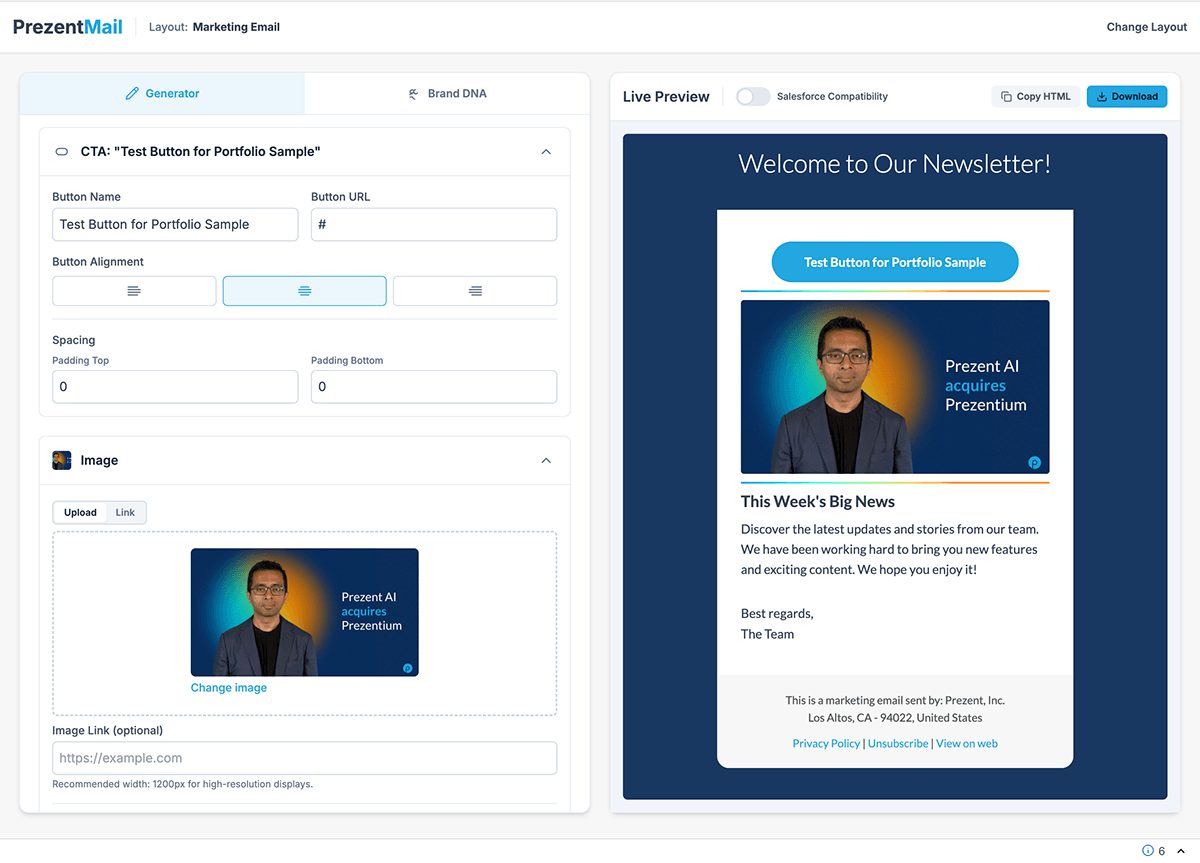 Marketing email generator